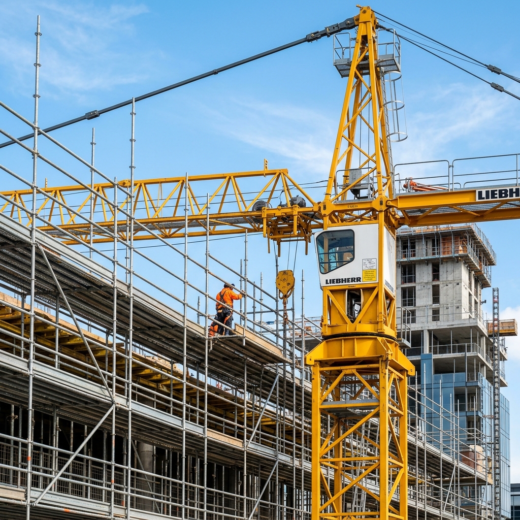 Construction site crane view